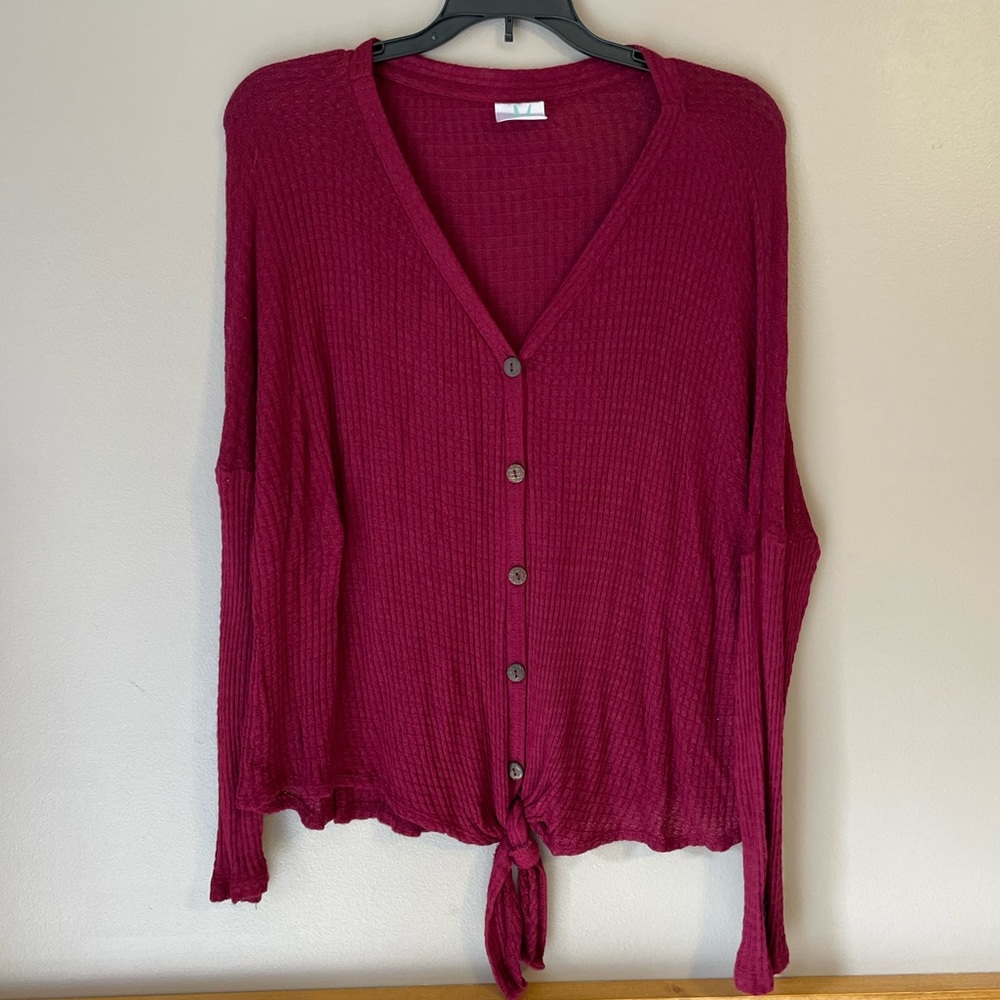 Large waffle knit sweater